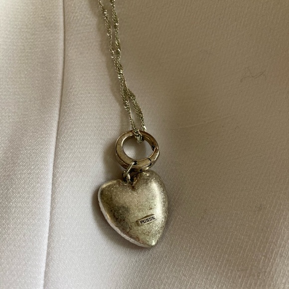 Fossil Pink crystals heart charm with chain 💖 - Picture 4 of 8